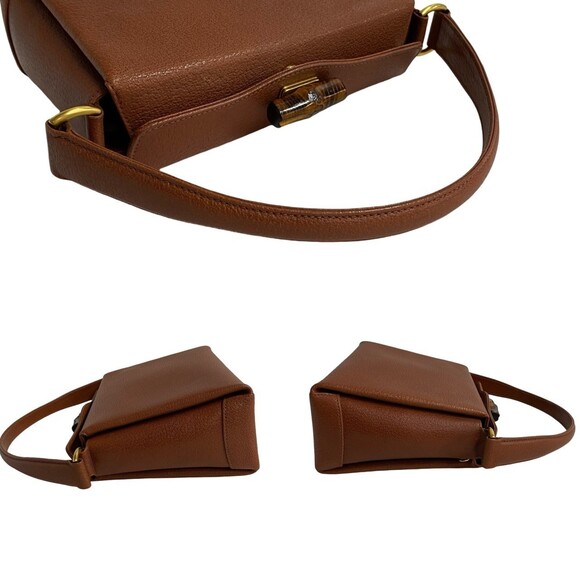 GUCCI Brown Leather Bamboo Tote Bag - Picture 5 of 8